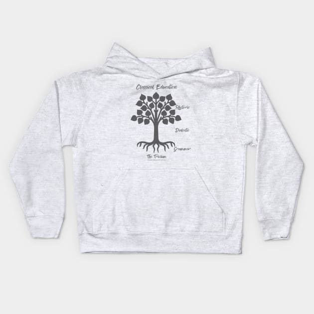 Classical Education Tree (gray) Kids Hoodie by The Natural Homeschool